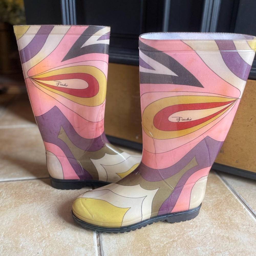 Emilio Pucci Women's Colorful Patterned Rain Boots